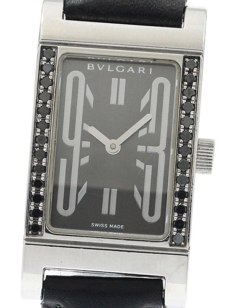 Bvlgari Rettangolo Rt39s Black Diamond Gray Dial Quartz Ladies Watch934419